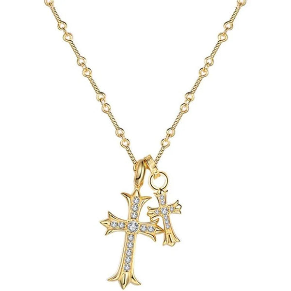 The Gold Double Cross Necklace